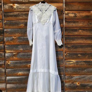 70's Peasant Prairie Empire White Wedding Dress